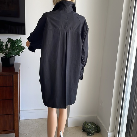 TOPSHOP OVERSIZED LONG BLACK BUTTON DOWN SHIRT - Picture 4 of 9